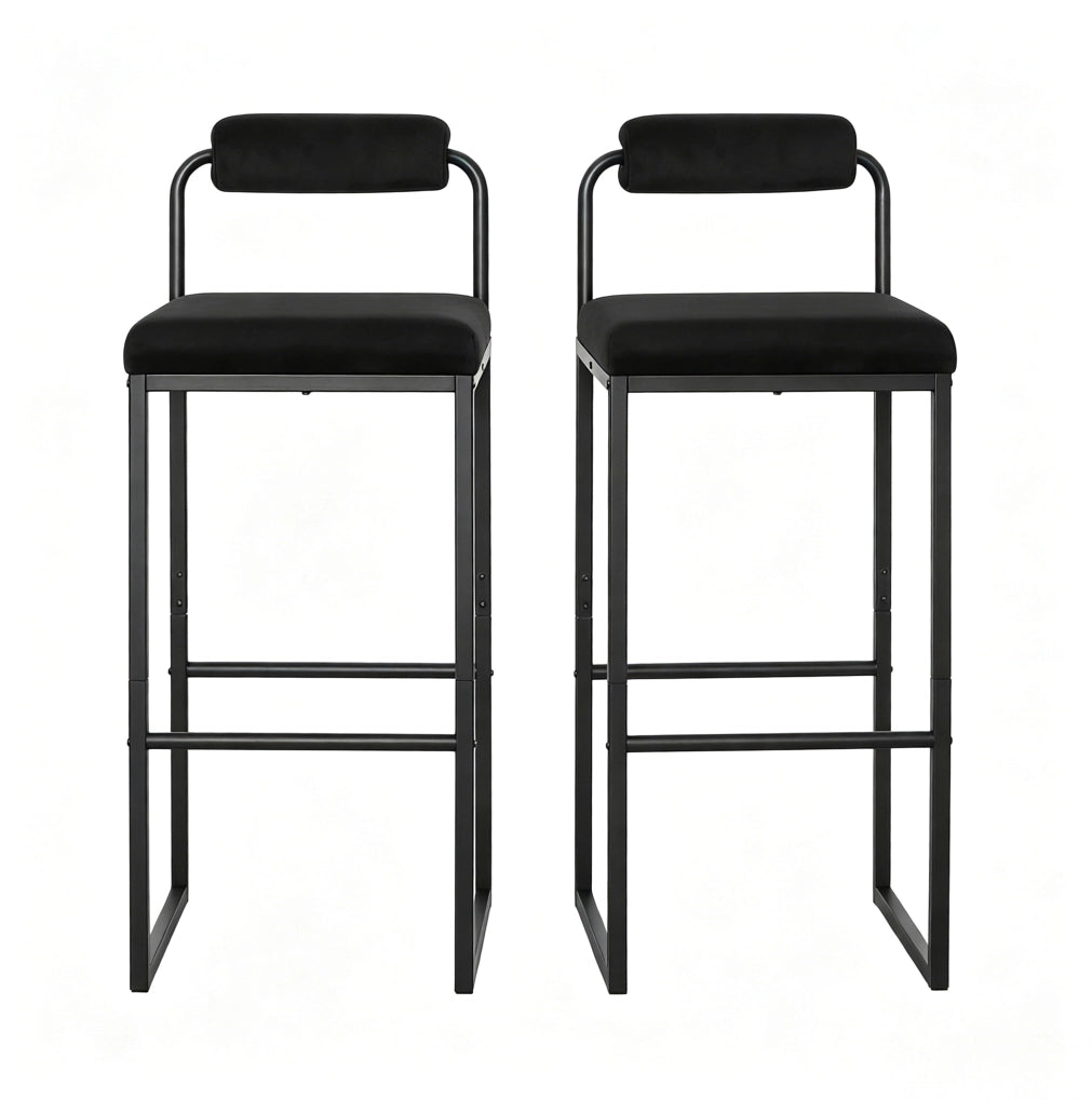 Sgabelli da bar 38,5x39x95,5 cm neri – schienale e set da 2