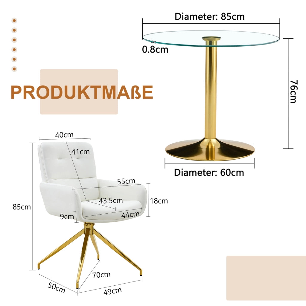 Set pranzo 85x76 cm in vetro temperato trasparente e metallo, 4 posti
