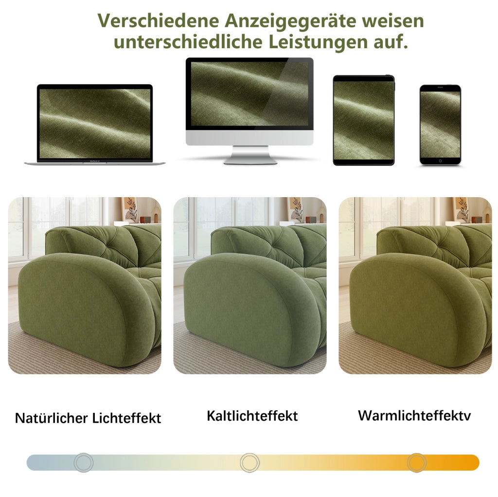 DIVANO Modulare in Chenille Verde con schiuma 32D