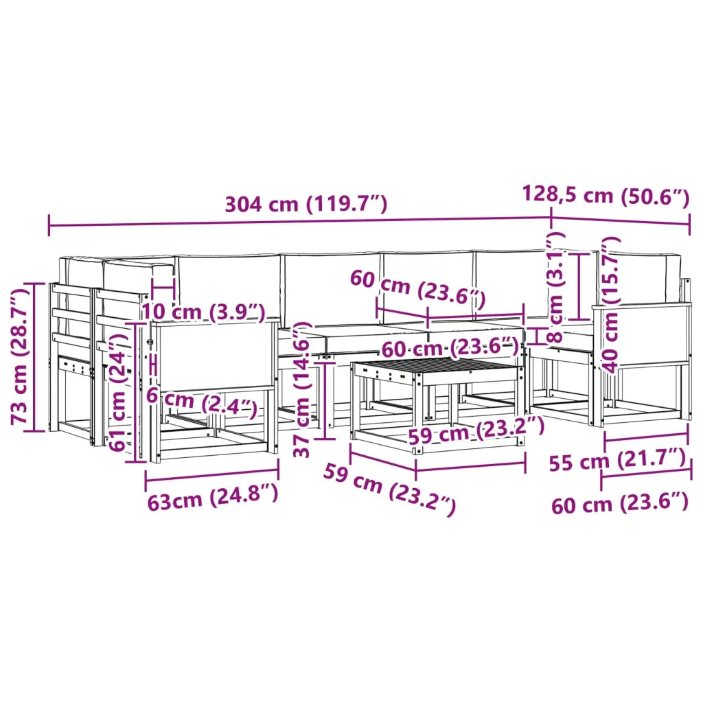 Set di divani da esterno 6 pz 3385064