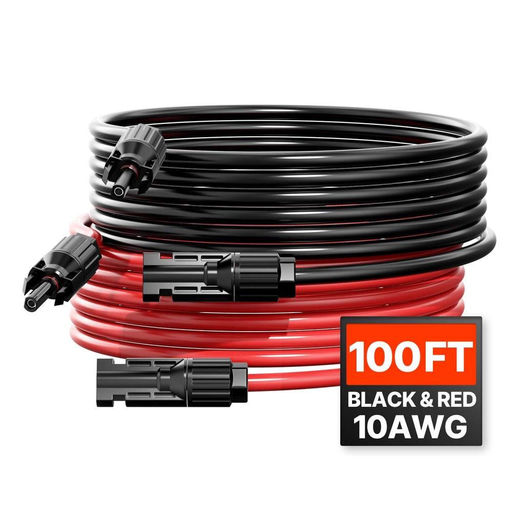 Cavo di Prolunga per Pannello Solare 2 Pezzi 30,48 m 10 AWG 6mm² MC4 IP67 Cavi Solari DC 1500V 30A Rame e XLPE per Impianto Fotovoltaico Fai da Te