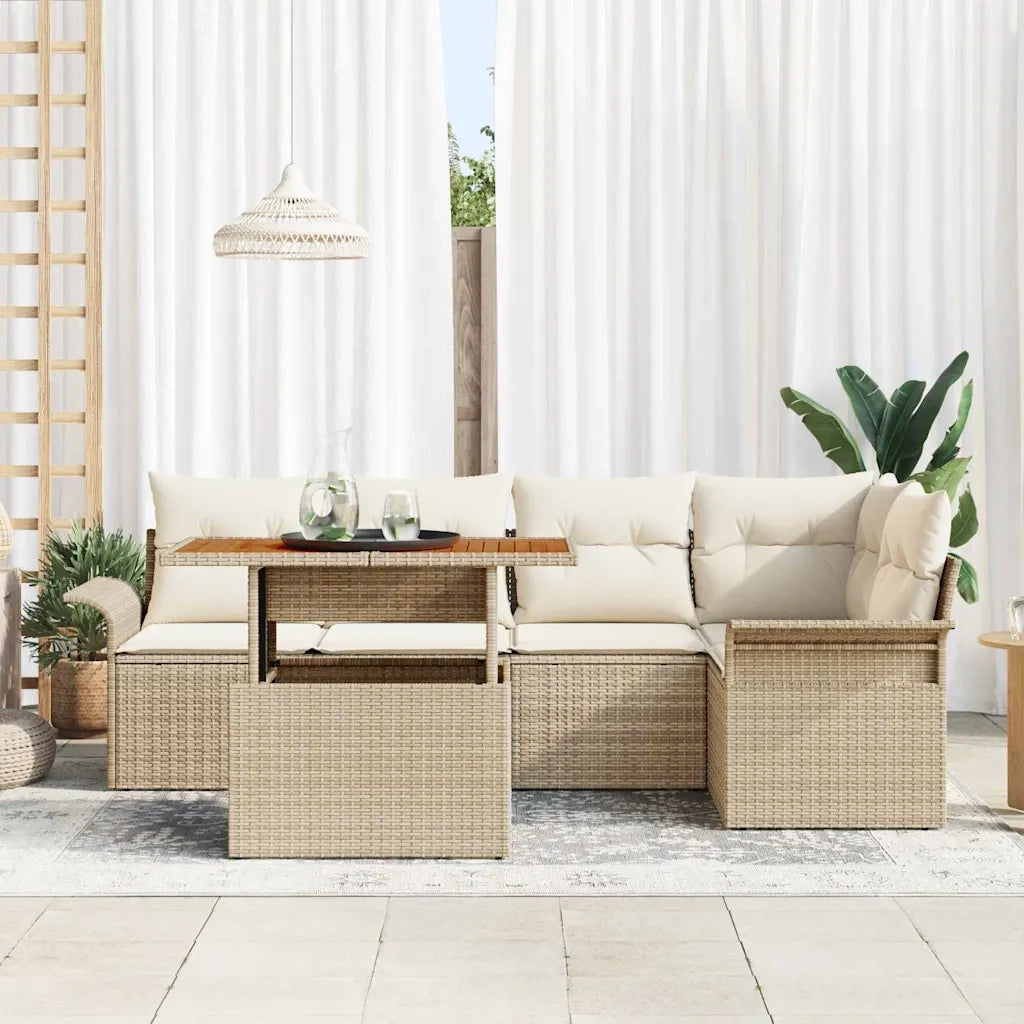 Set Divano da Giardino con cuscino 6 pcs beige e panna 3349336