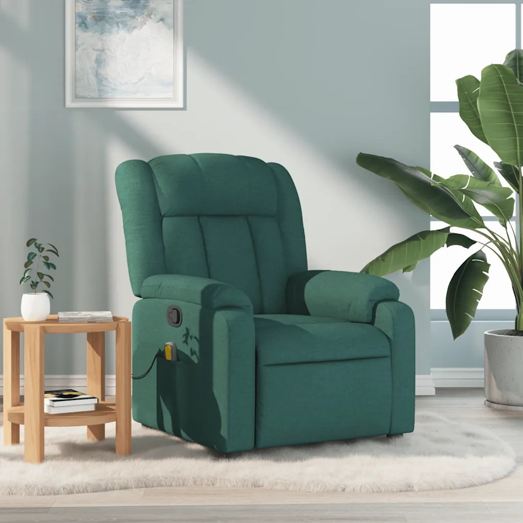 Fauteuil de massage inclinable Vert foncé Tissu