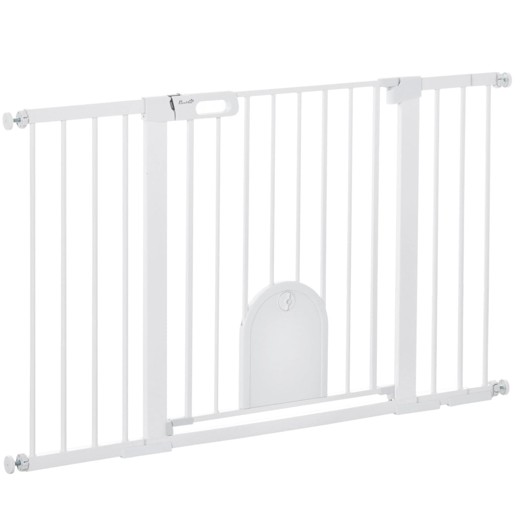 Barriera di sicurezza per porte e scale 75-131 cm in metallo bianco e ABS