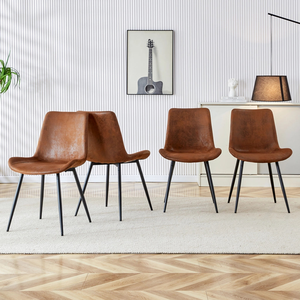 Set di 4 sedie da pranzo in tessuto tecnico traspirante con struttura in metallo nero, stile moderno