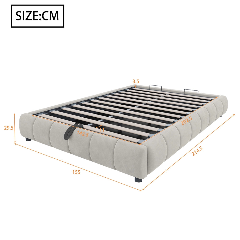 Letto-Xylo-140x200 cm-LED, idraulico, sospeso, beige