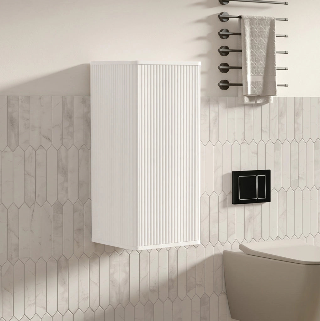 Pensile sospeso moderno bianco con anta push-to-open