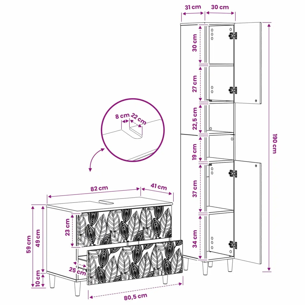 Set di Armadi da Bagno da 2 Pezzi DELFT Nero 3417541