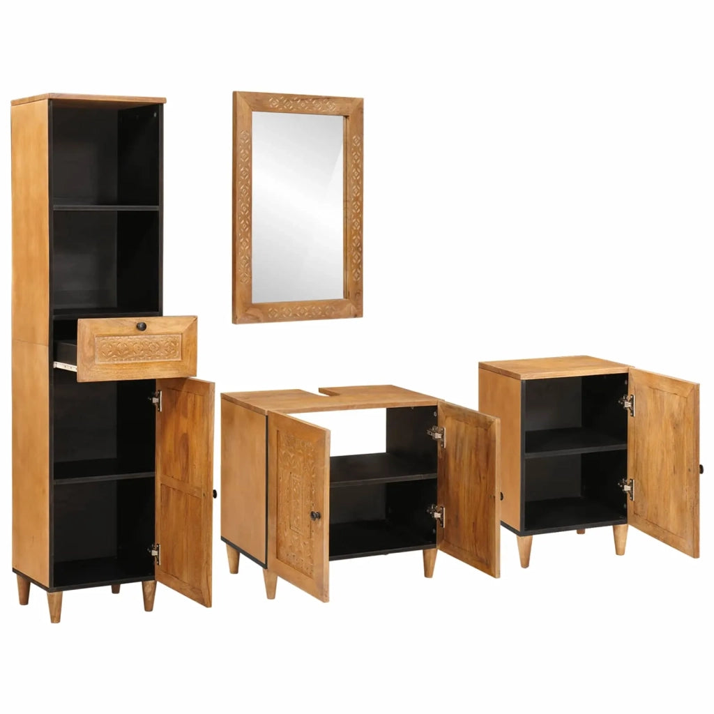 Set di mobili per il bagno 4 pcs Marrone Legno multistrato 3310068