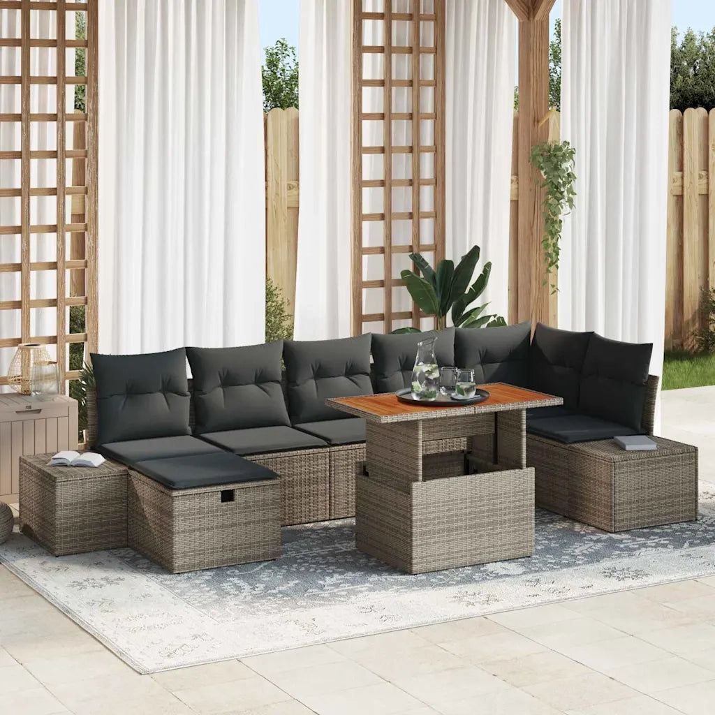 Set Divano da Giardino con cuscino 8 pcs Grigio polyrattan 3360059