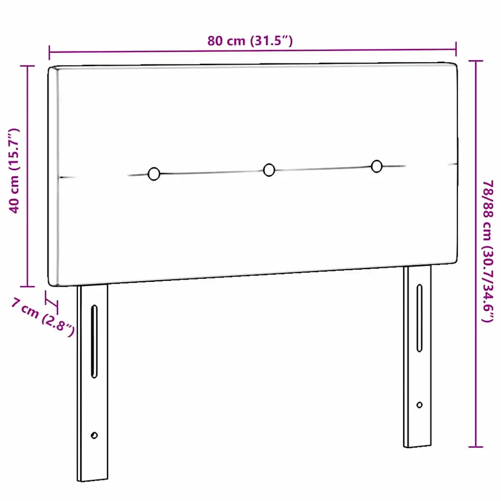 Testiera | Testata Grigio scuro 80 cm Velluto