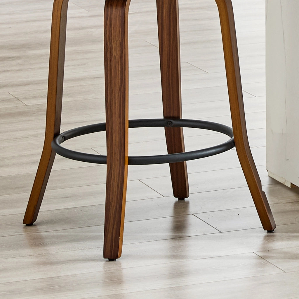 Set di 2 Sgabelli da Bar con Schienale in Legno e PU, Altezza 95 cm, stabili e comodi