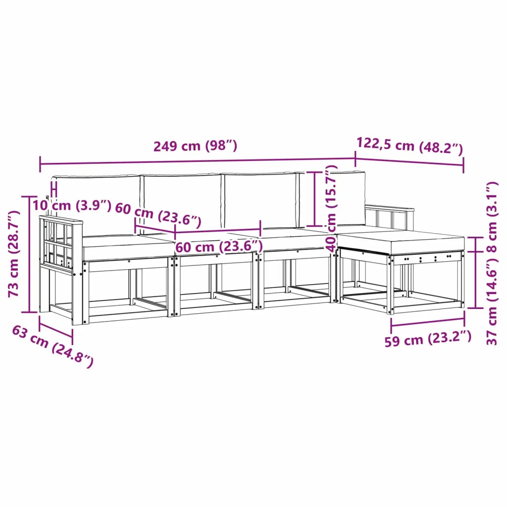 Set di divani da esterno 5 pz Bianco e Beige 3387502