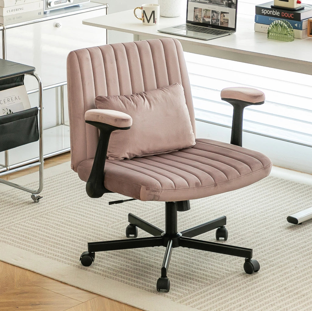 Sedia da ufficio 65x70x92,9 cm rosa con braccioli ribaltabili