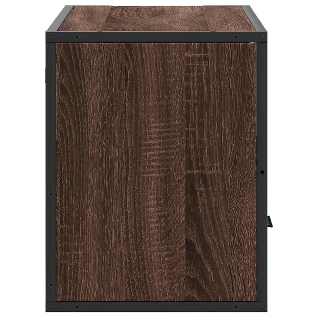 Mobile porta TV a parete pratico e dal design industriale 80 x 31 x 39,5 cm realizzato in legno composito di rovere marrone 02_0049629
