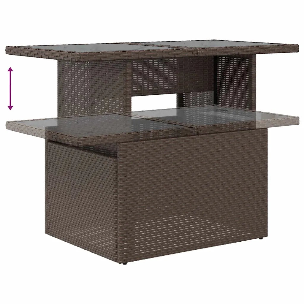 Set Divano da Giardino 9 pcs Marrone e Rosso polyrattan 3348850