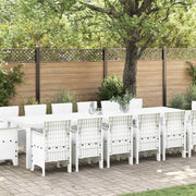 Set da Pranzo per Giardino 15 pcs Bianco Rattan Polt