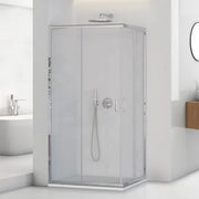 Box doccia angolare 80x100 cm doppio scorrevole vetro trasparente  Tay