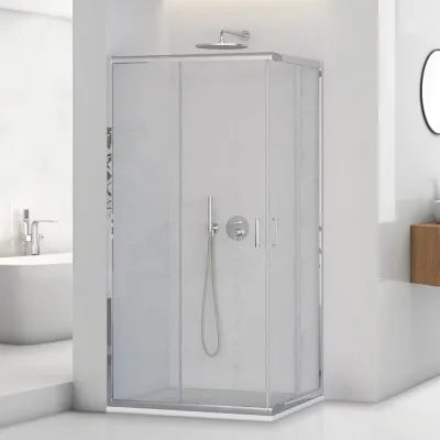 Box doccia angolare 80x100 cm doppio scorrevole vetro trasparente  Tay