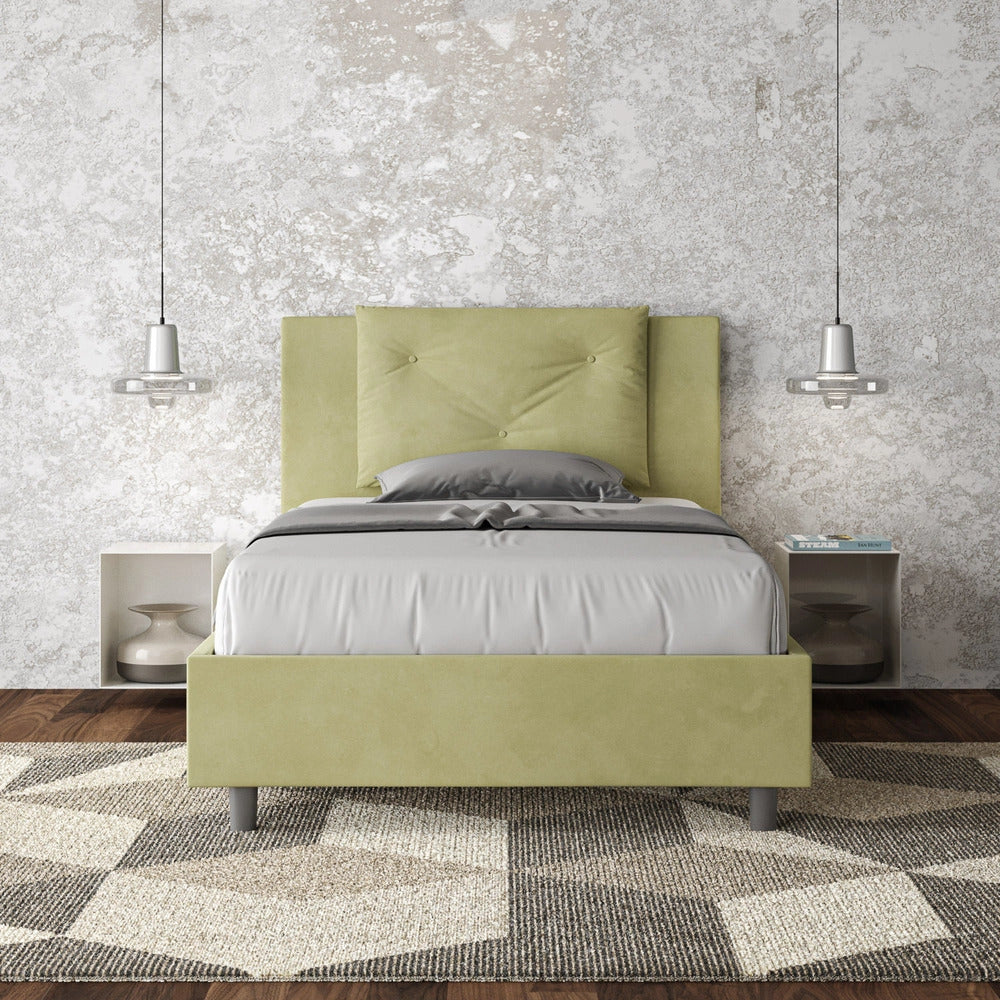 Letto Singolo 100x210 cm con Rete e Contenitore Appia Tè Verde