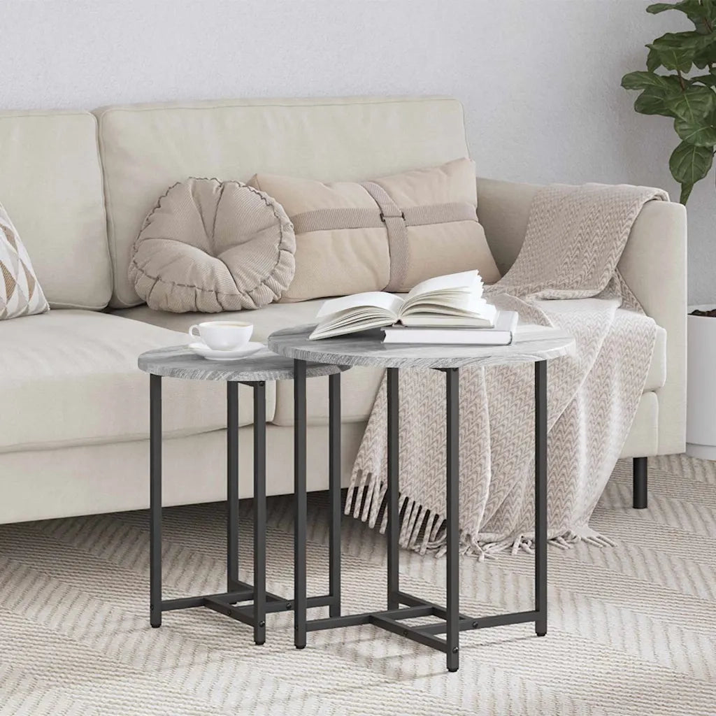 Set tavolini 2 pz | Tavolo laterale Grigio Sonoma e Nero