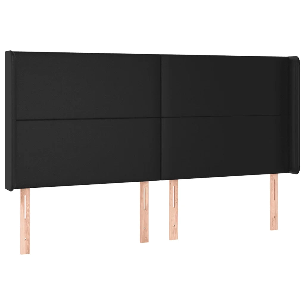 Testiera | Testata a LED Nera 203x16x118/128 cm in Similpelle