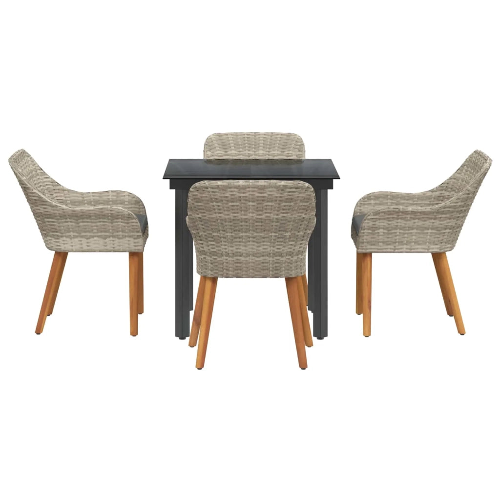 Set da Pranzo per Giardino 5 pcs Grigio chiaro polyrattan