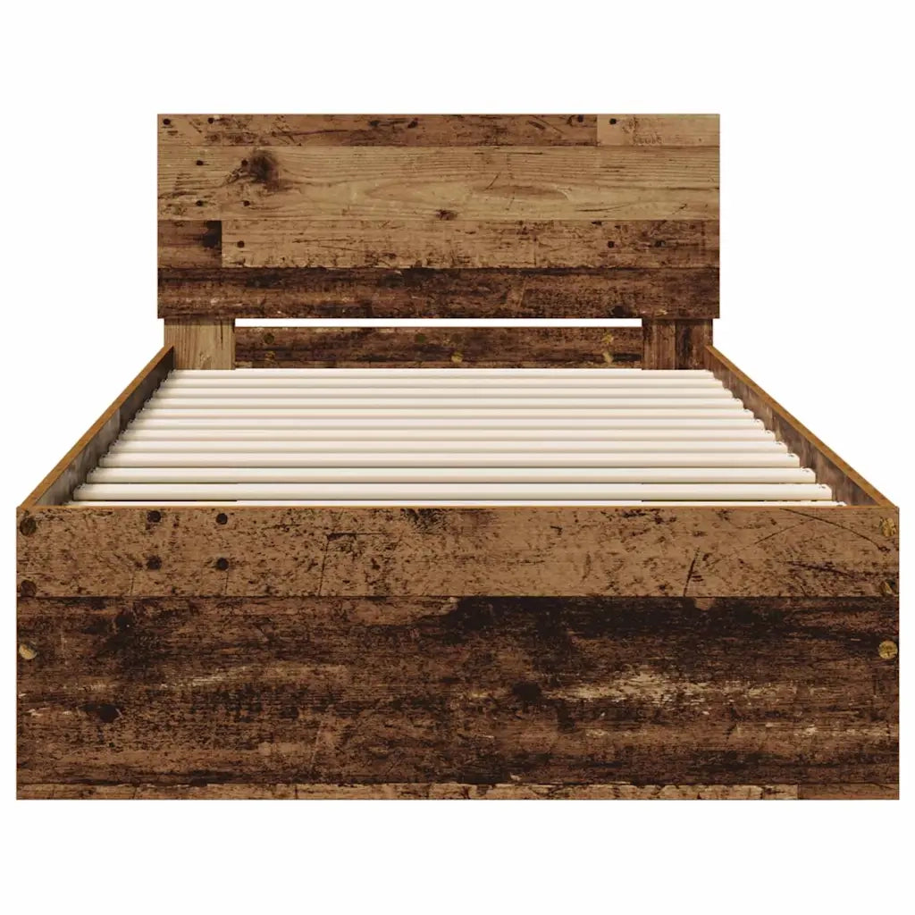 Letto singolo | Letto per adulti | Struttura del letto Legno vecchio 90 x 200 cm Legno multistrato