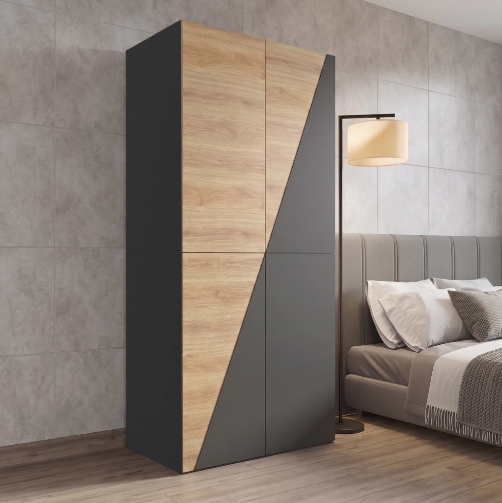 Armadio 90x50x200 cm con 2 cassetti, appendiabiti e portapantaloni HAVRYA