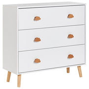 Cassettiera a 3 cassetti in MDF bianco Gambe in legno di pino Maniglie a forma di nuvola Camera dei bambini