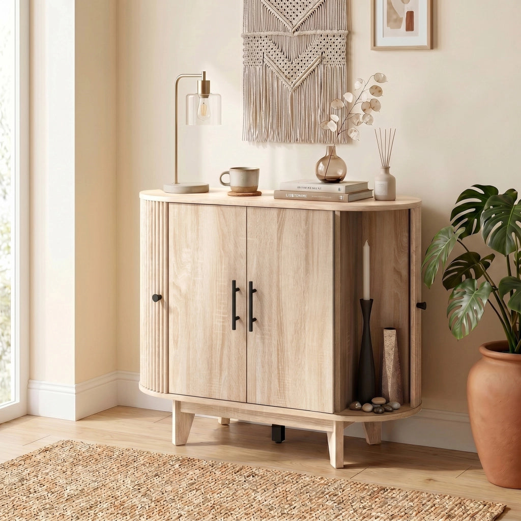 Buffet con 4 ante e ripiani regolabili ¨C Minimal ¨C Rovere 90x40x76