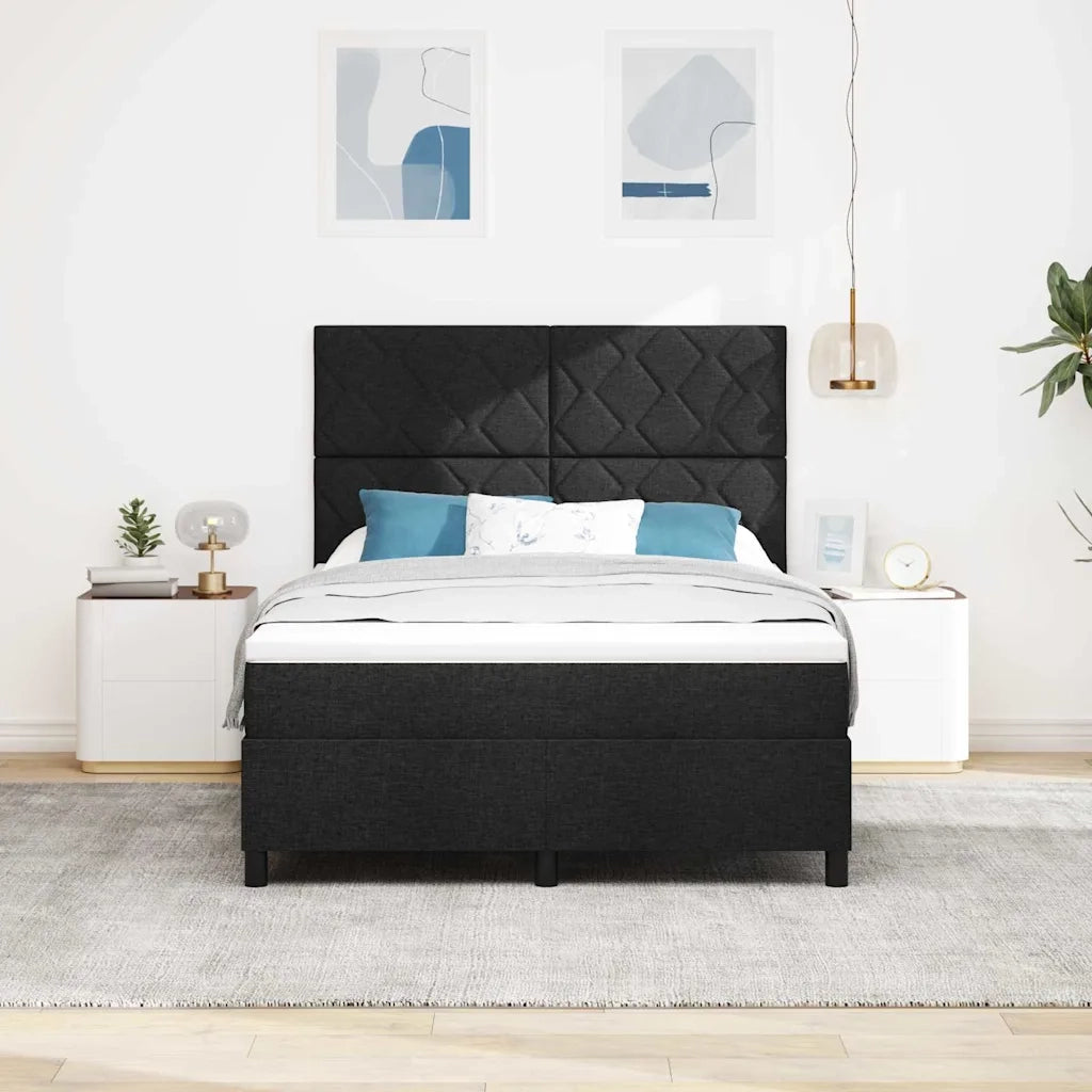 Letto a molle con materasso Nero 160 x 200 cm Tessuto 3339478