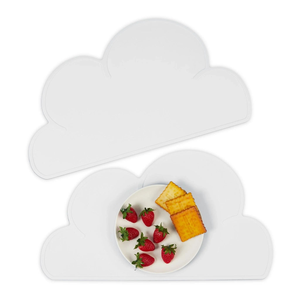 Set di 2 tovagliette antiscivolo per bambini 47,5 x 26,5 cm forma a nuvola facile pulizia in silicone blu 13_0013690