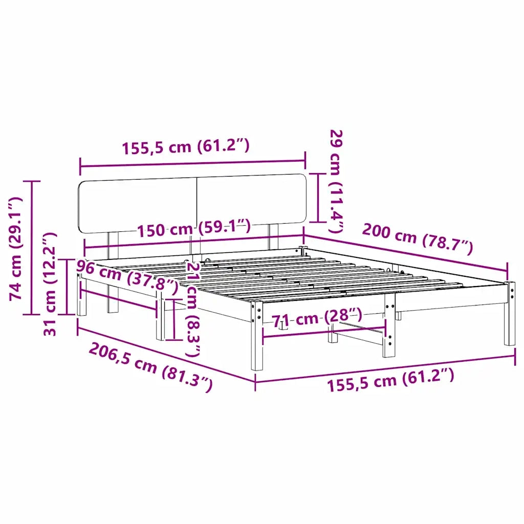Struttura del letto Marrone cerato 150 x 200 cm Pino massello 872103