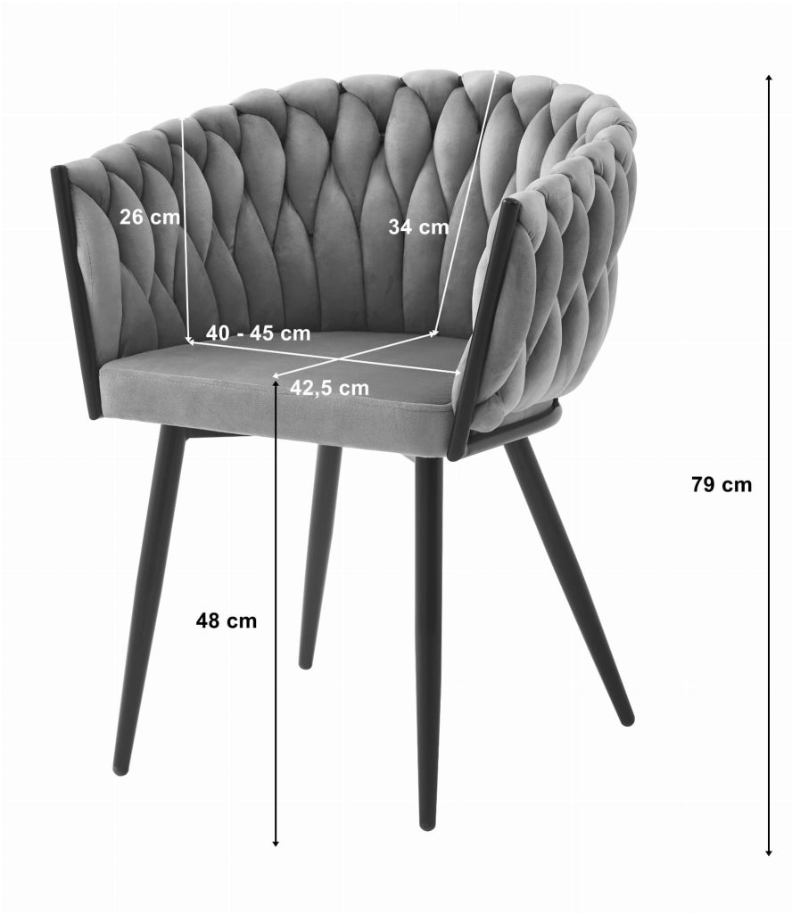 Sedia trapuntata in velluto grigio chiaro Valora MAYAN x 1 | stile moderno
