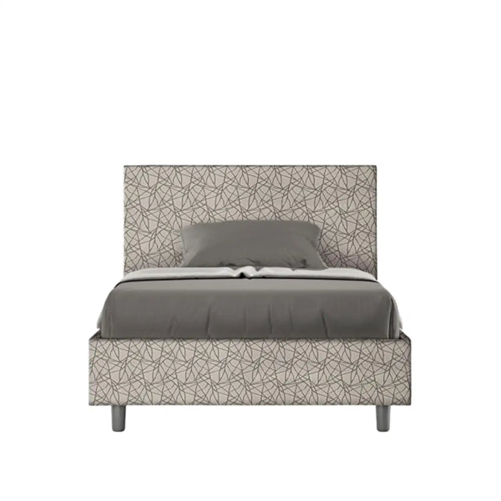 Letto una piazza e mezza contenitore imbottito 120x190 tessuto Era 2 grigio Adele