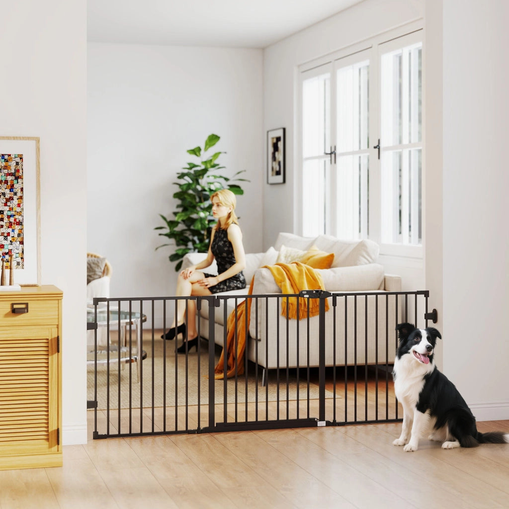 Cancello per Cani Pieghevole in Acciaio ¨C Minimal ¨C Nero 202.5x2x76cm