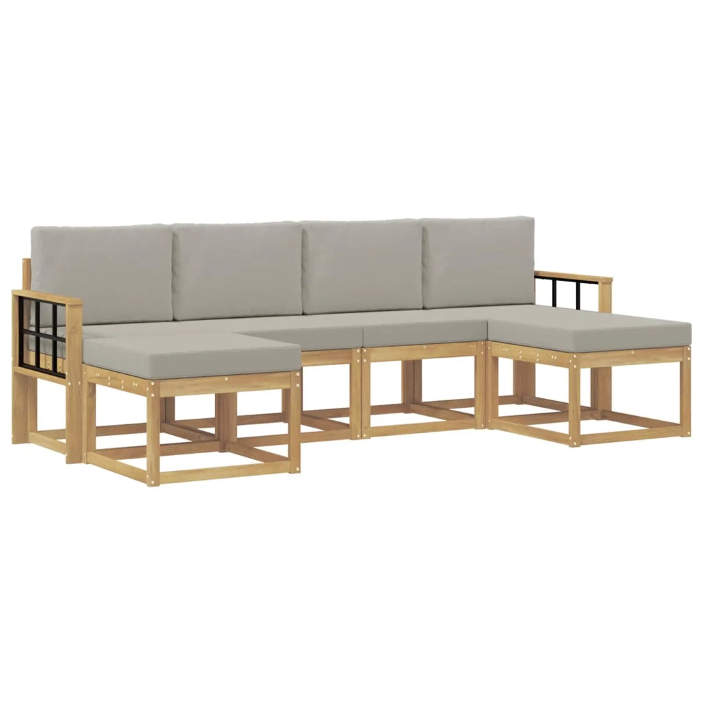 Set di divani da esterno 6 pz Bianco e Grigio Chiaro 3388025