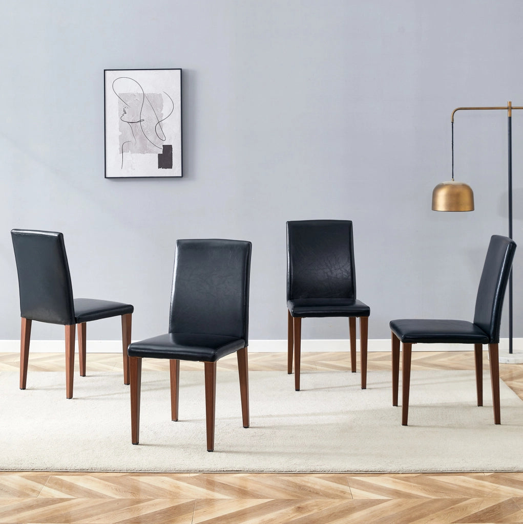 SEDIA da pranzo Set da 4 pezzi 90 cm PU nero gambe effetto noce