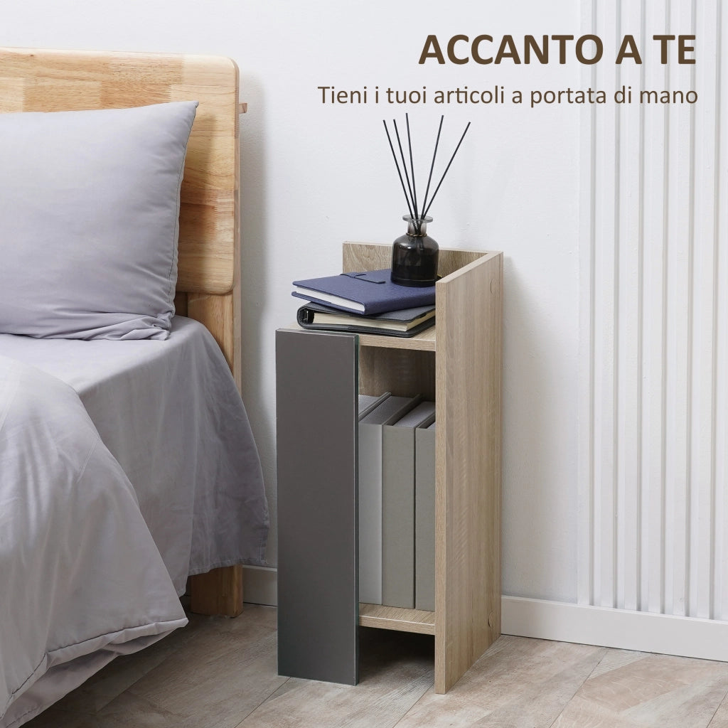 Comodino Grigio con Ripiano Aperto ¨C Minimal ¨C 27x25x60cm