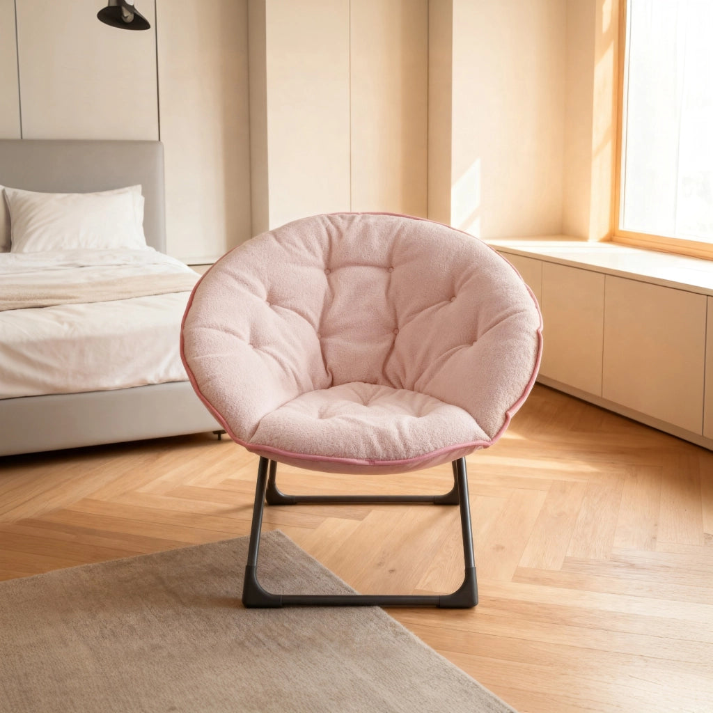 Poltrona Saucer Pieghevole ¨C MINIMAL ¨C Rosa, Tessuto Morbido, Pieghevole