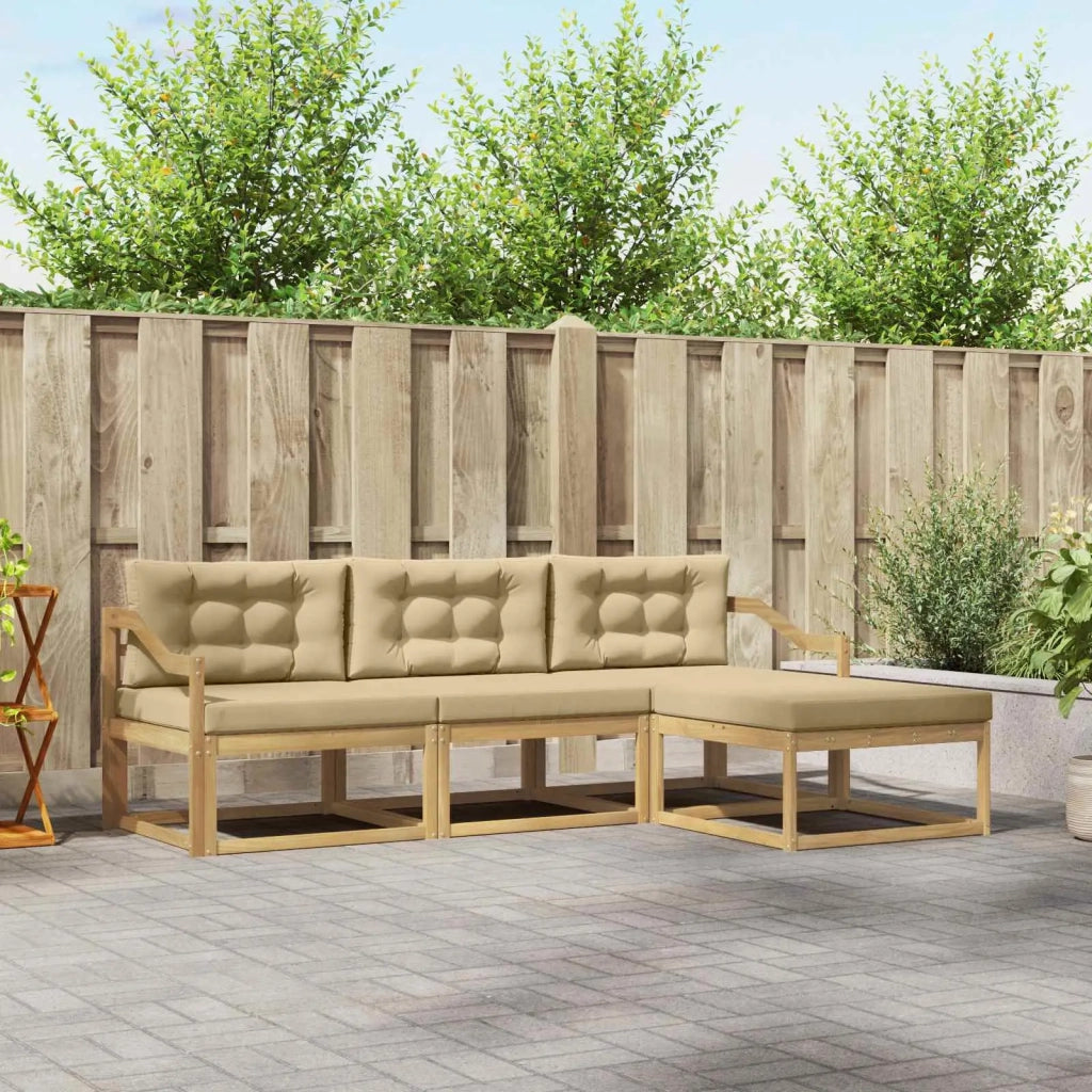 Set di divani da esterno 4 pz Bianco e Beige Poliestere 3386287