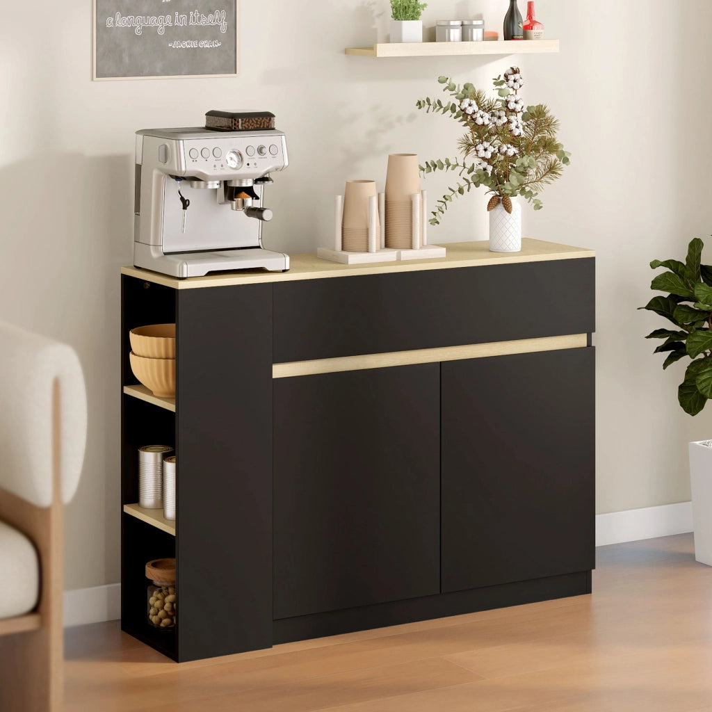 Mobile da cucina con 2 cassetti e 3 ripiani ¨C Xylo ¨C Nero 110x29,5x82 cm