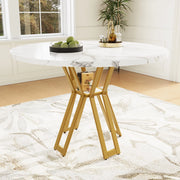TAVOLO DA PRANZO 100x100x76 cm MDF Bianco e Oro