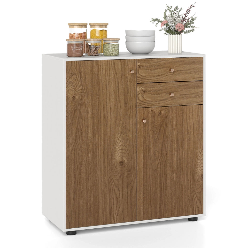 Credenza buffet cucina 2 cassetti 2 ante 3 ripiani regolabili-Armadio da Cucina Armadietto bar caffè organizzatore moderno rustico pranzo soggiorno