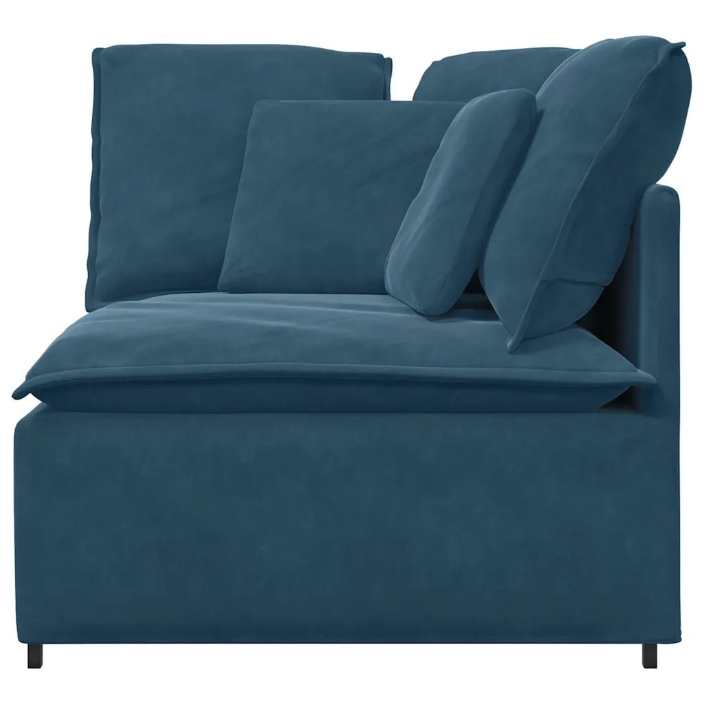 Modulo Angolare Divano Modulare con Cuscini Blu 100 cm 4104458