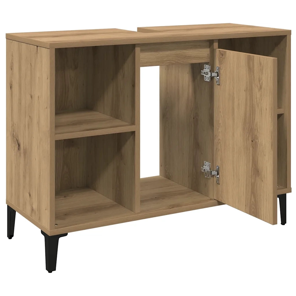 Armoire d'évier chêne artisanal 80x33x60 cm bois d'ingénierie