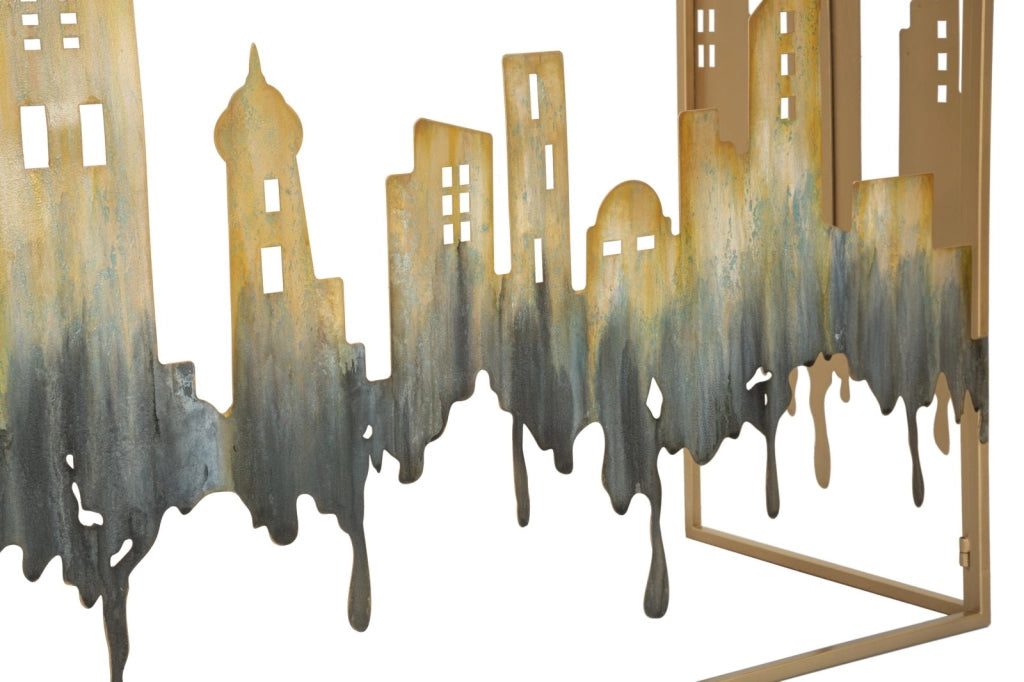 Console City 110x38,5x81 cm in Ferro e MDF e Vetro Multicolor