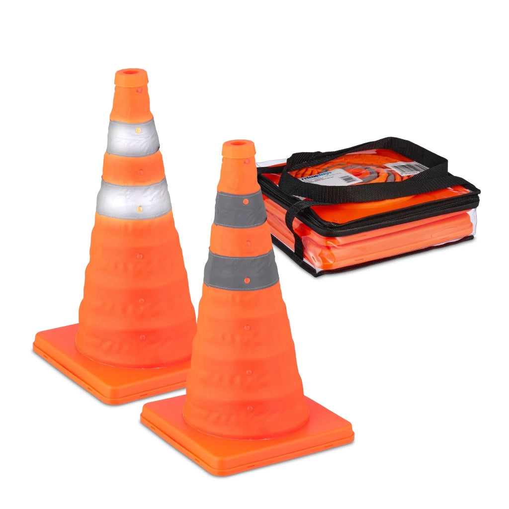 Set di 2 coni di segnalazione pieghevoli pratici per esterni visibilità ottimale 70 x 30 cm in plastica arancione 13_0015928