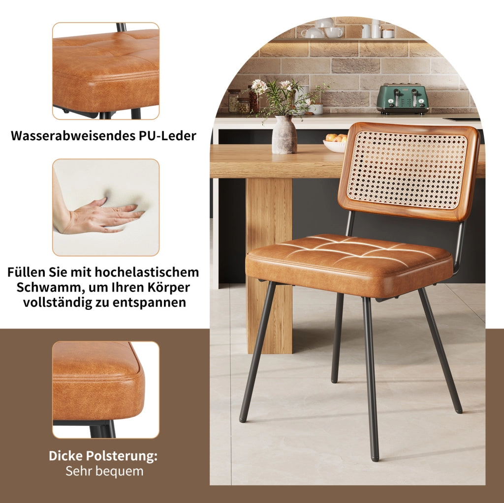 SEDIA da pranzo 61x46x79 cm Marrone in PU e metallo